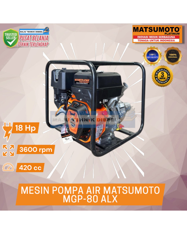 Mesin Pompa Air Bensin Matsumoto MGP 80 ALX Alumunium Turbo Pump Mesin Pompa Air Bensin Matsumoto MGP 80 ALX Alumunium Turbo Pump